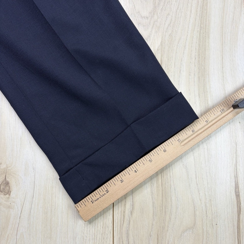 THE ANDOVER SHOP Navy Blue Twill Wool Dress Pants Mens 34x32 Straight Fit - Picture 11 of 15